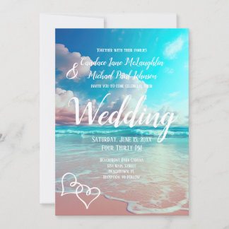 Plantilla Boda Turquoise Ocean Beach Heart
