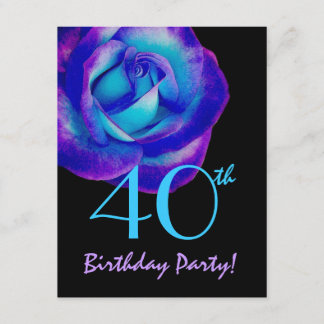 Plantilla de 40 cumpleaños Rosa púrpura y azul W23