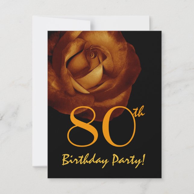 Plantilla de 80 cumpleaños Gold Rose Metallic W245 (Anverso)