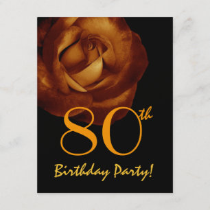 Plantilla de 80 cumpleaños Gold Rose Metallic W245