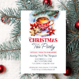 plantilla de acuarela de fiesta de té para navidad