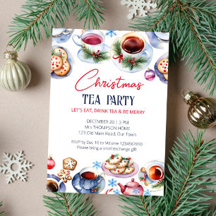 plantilla de acuarela de fiesta de té para navidad