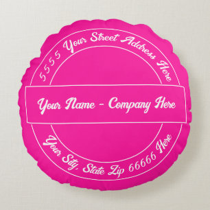 Plantilla de almohada de redondeo rosa y texto per
