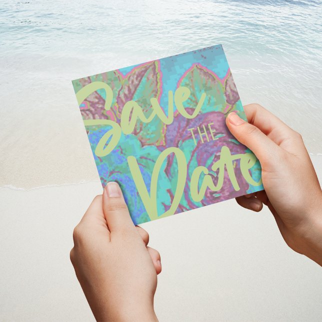 Plantilla de anuncio de fecha para guardar tropica (Tropical Save the Date Announcement Template)