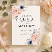Plantilla de Aviso de Boda con Peonías Rosadas Rom