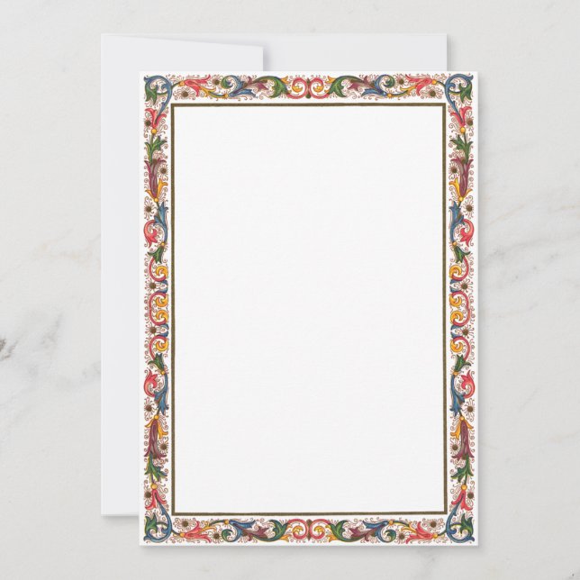 Plantilla de aviso de boda de borde italiano antig (Anverso)