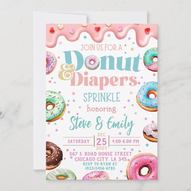 Plantilla de Baby Shower de Donut & Diapers (Anverso)