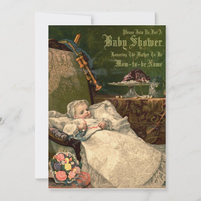 Plantilla de Baby Shower de la era victoriana vint (Anverso)