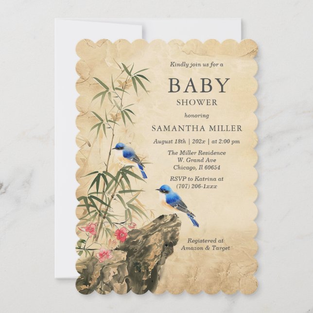 Plantilla de Baby Shower Rústica Vintage (Anverso)