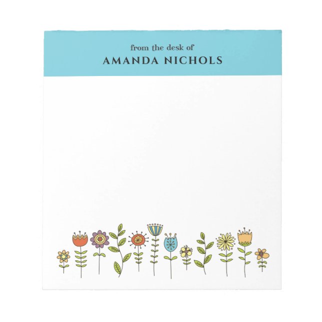 Plantilla de Bloc de notas de las flores de doodle (Frente)