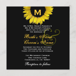 Plantilla de Boda amarillo y girasol negro brillan
