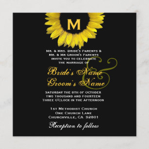 Plantilla de Boda amarillo y girasol negro brillan