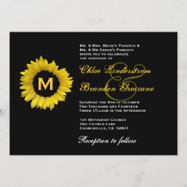 Plantilla de Boda amarillo y girasol negro brillan