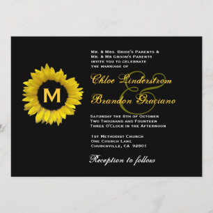 Plantilla de Boda amarillo y girasol negro brillan
