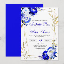 Plantilla de boda azul real y dorado