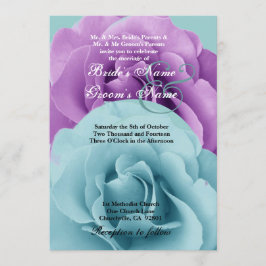 Plantilla de Boda azul turquesa y Rosa púrpura