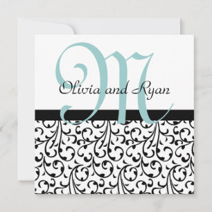 Plantilla de boda con damasco de remolino negro bl