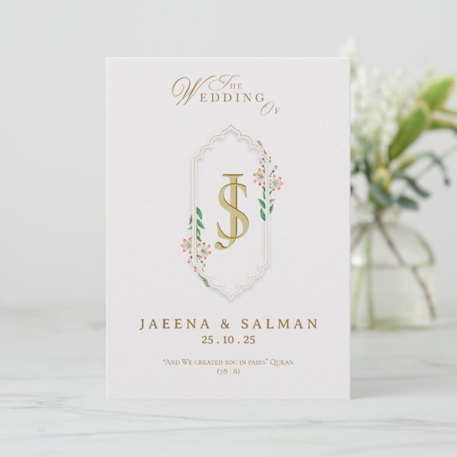 Plantilla de boda con monograma imprimible (Anverso de pie)