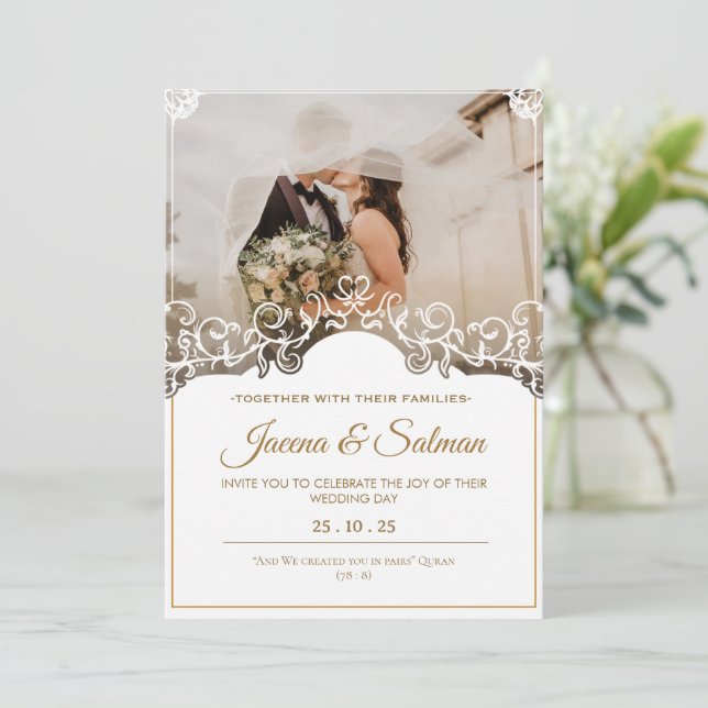 Plantilla de boda con monograma personalizable con (Anverso de pie)