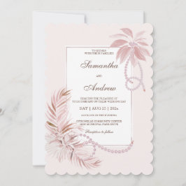 Plantilla de boda con tema tropical de melocotón