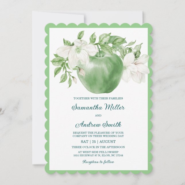 Plantilla de Boda de Apple verde impresa (Anverso)