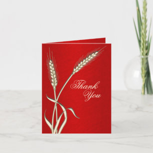 Plantilla de boda de crema roja "Gracias"