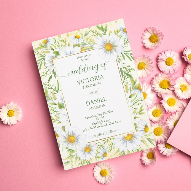 Plantilla de boda de flores de primavera de margar (Subido por el creador)
