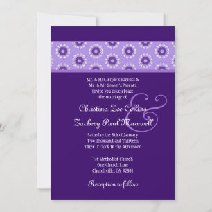 Plantilla de Boda de flores retro moradas F522