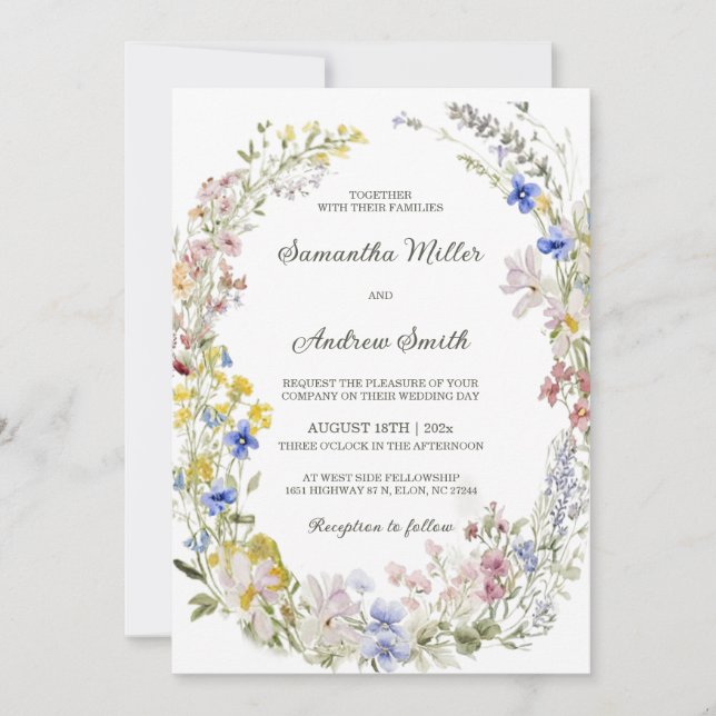 Plantilla de Boda de Flores Silvestres Rústicas (Anverso)