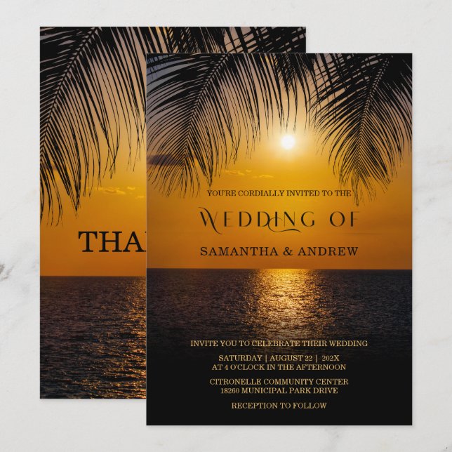 Plantilla de boda de hoja de palma elegante (Anverso / Reverso)