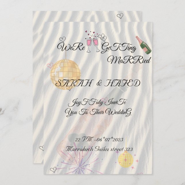 Plantilla de Boda de  ilustrada con Scri dibujado  (Anverso / Reverso)