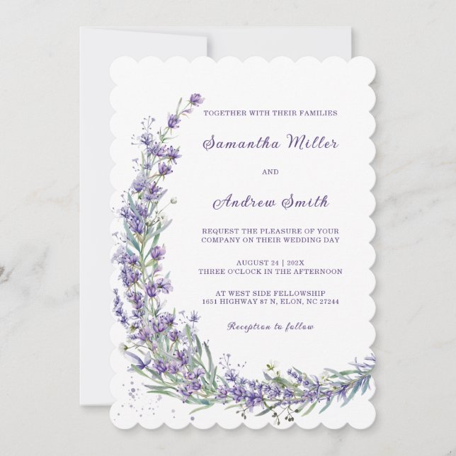Plantilla de Boda de lavanda elegante (Anverso)