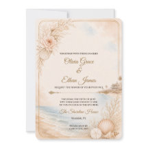 Plantilla de boda de playa con acuarela editable