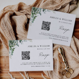 Plantilla de Boda de tarjetas RSVP de verde