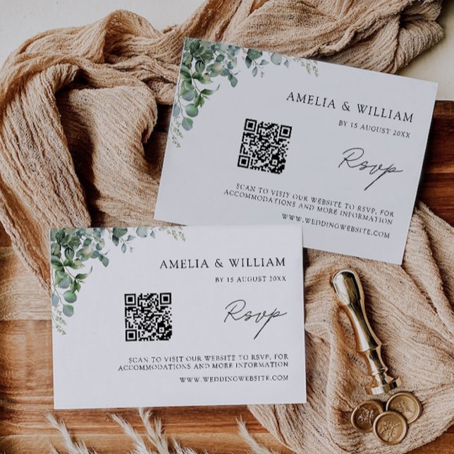 Plantilla de Boda de tarjetas RSVP de verde (Greenery RSVP Card Wedding Template)