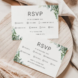 Plantilla de Boda de tarjetas RSVP de verde