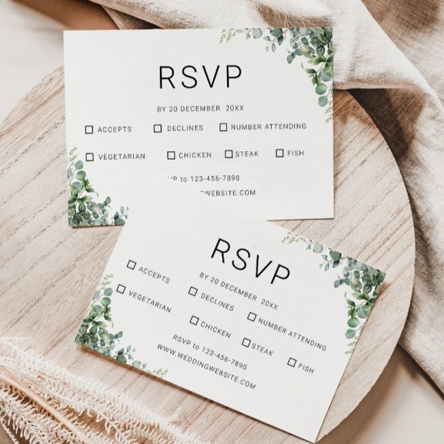 Plantilla de Boda de tarjetas RSVP de verde (Greenery RSVP Card Wedding Template)