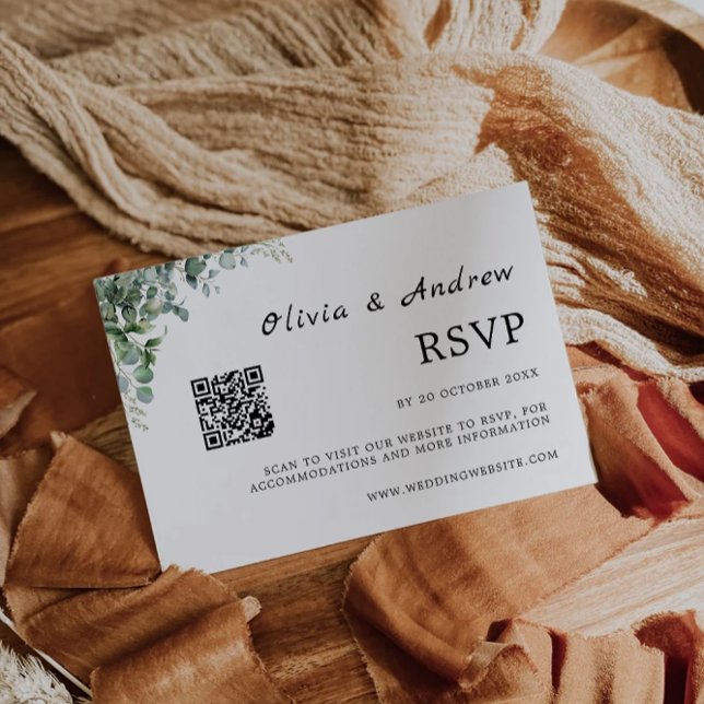 Plantilla de Boda de tarjetas RSVP de verde (Greenery RSVP Card Wedding Template)