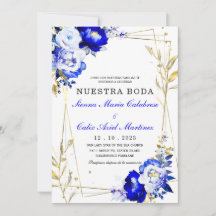 Plantilla de boda en azul real
