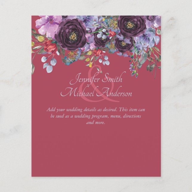 Plantilla de Boda floral rosa de marrón de presupu (Anverso)