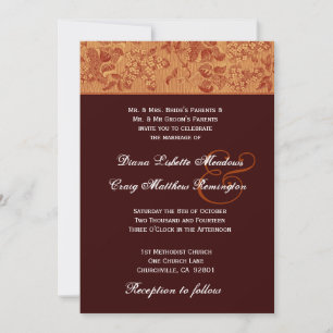 Plantilla de Boda Floral Vintage Orang y Chcolate