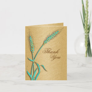 Plantilla de boda "Gracias" en dorado acuático