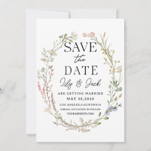 Plantilla de boda Guardar la fecha, Flor silvestre
