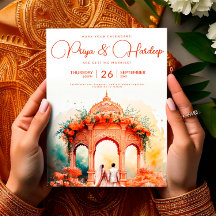 Plantilla de Boda india de acuarela, Mandap Sikh
