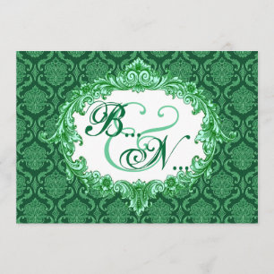 Plantilla de Boda monograma de Kelly Green Damask