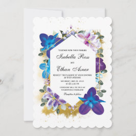 Plantilla de boda morada y azul