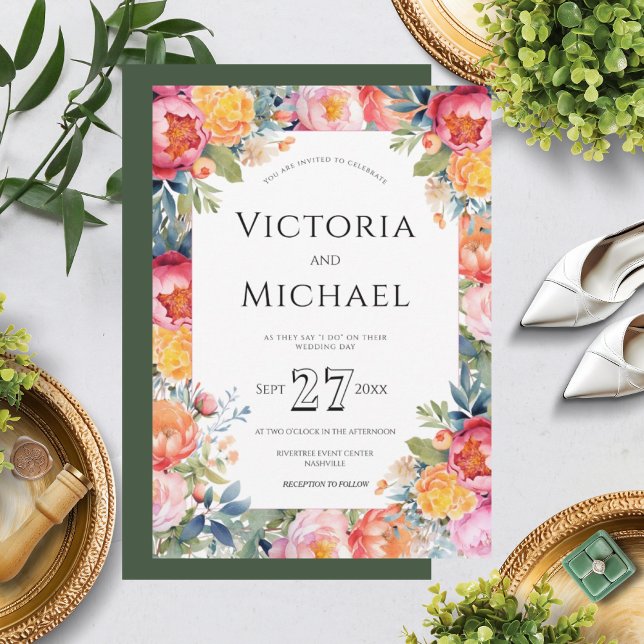 Plantilla de Boda rosa de peones florales modernos (Subido por el creador)