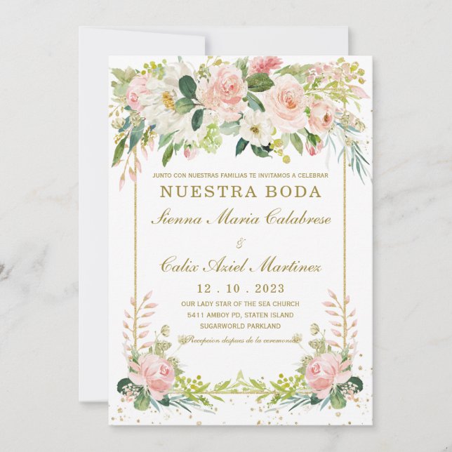 Plantilla de Boda Rosa y oro (Anverso)