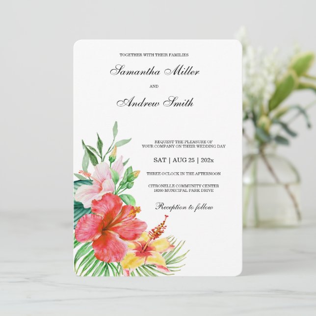 Plantilla de Boda Tropical Floral Elegante (Anverso de pie)