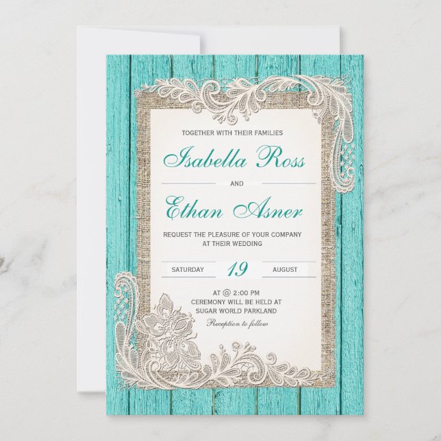 Plantilla de Boda Vintage Turquesa (Anverso)